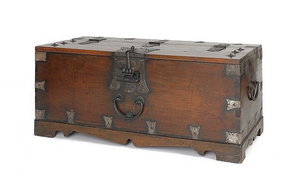 Korean hardwood chest with iron