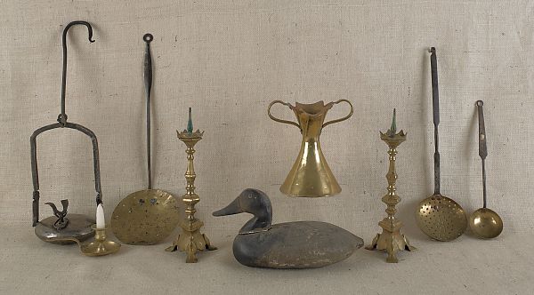 Metalware to include brass pricket