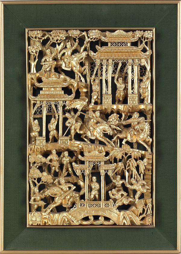 Chinese carved and gilded relief 176054