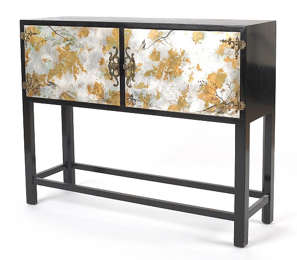 Oriental black lacquer cabinet 17607c