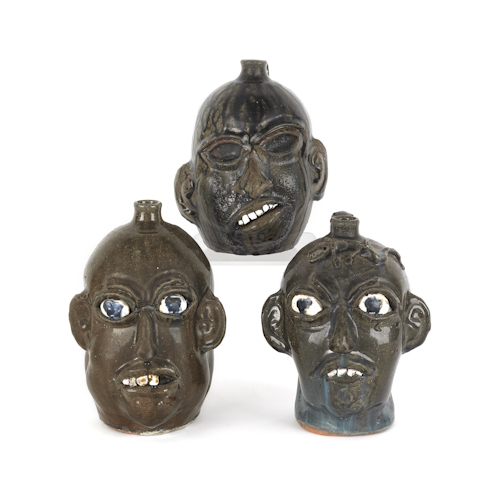 Three Georgia stoneware face jugs 1760a4