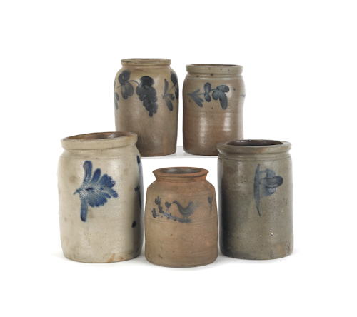 Five American stoneware crocks 1760af