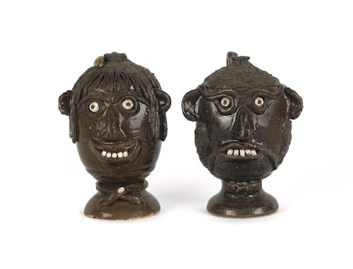 Two Georgia stoneware face jugs 1760a7