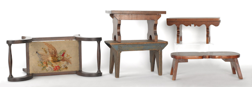 Five wooden footstools 19th c. ?