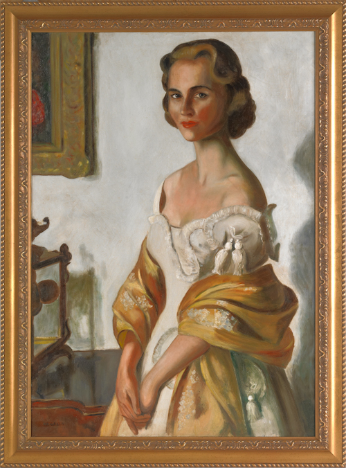 Oil on canvas portrait of a woman 1760ce