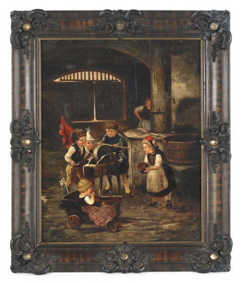 Continental oil on canvas interior 1760e0