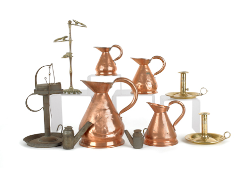 Collection of metalware to include 1760ed
