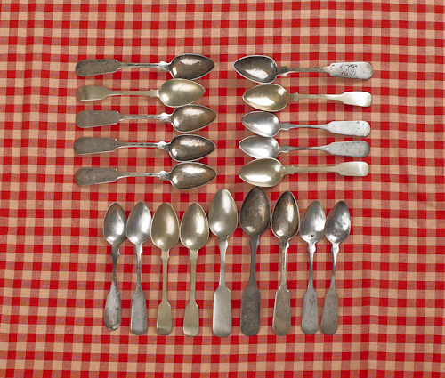 Group of silver spoons 19th c. mostly