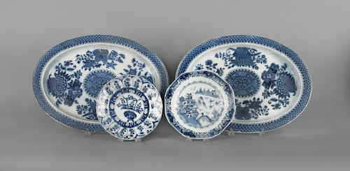 Two blue Fitzhugh style platters 14