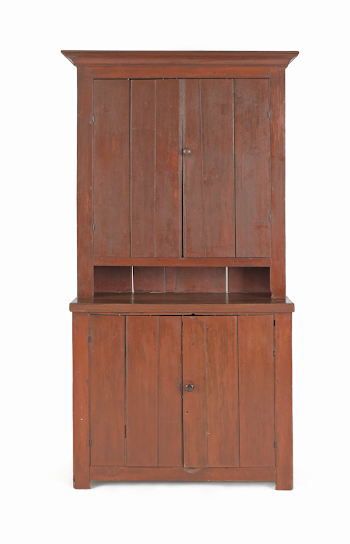 Painted pine two part wall cupboard 176144