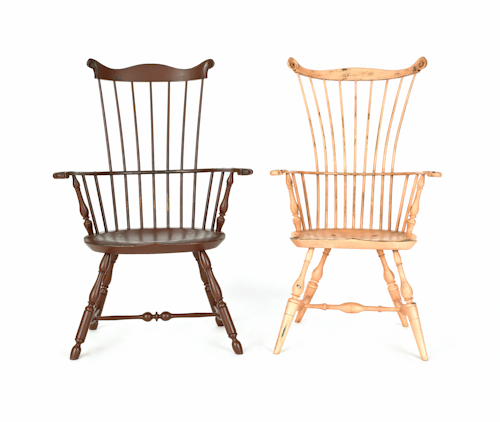 Two contemporary Windsor armchairs