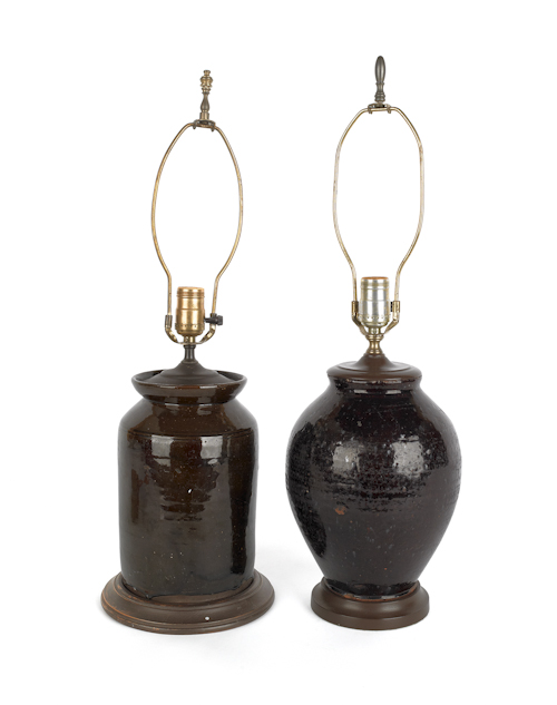 Two Pennsylvania redware black 176176