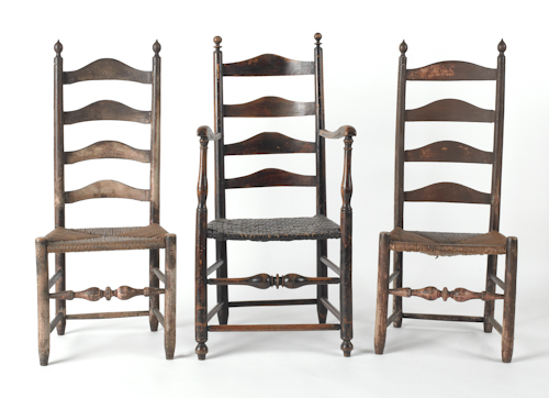 Pair of ladderback side chairs ca. 1760