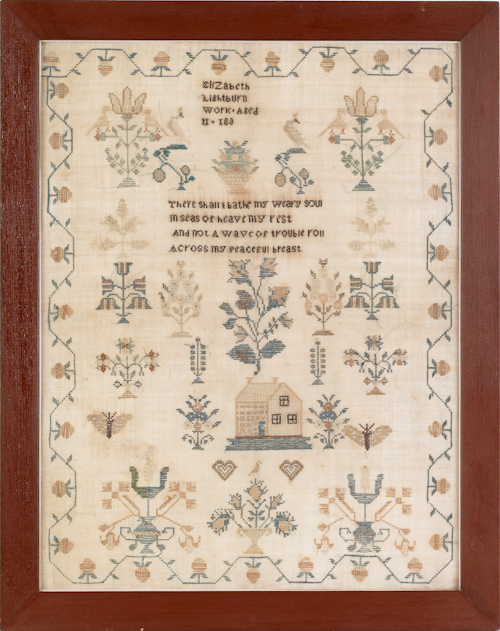 Silk on linen sampler dated 183  1761a3