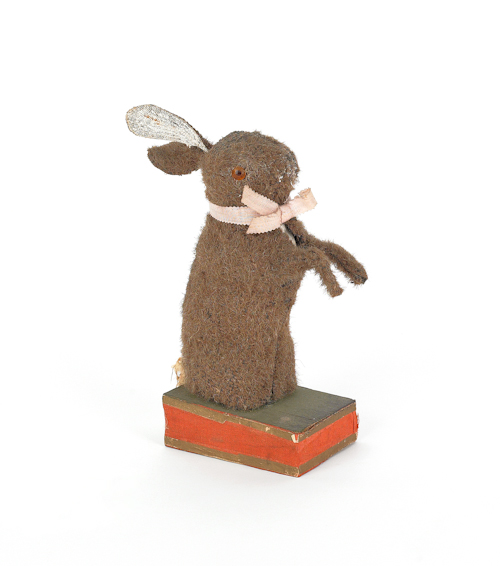 Animated mohair rabbit squeak toy 1761d1