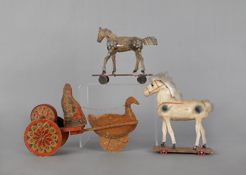 Two horse pull toys late 19th early 1761e0