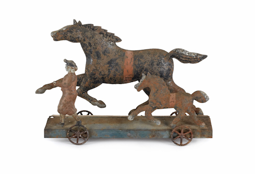 Painted tin horse pull toy 19th 17620d