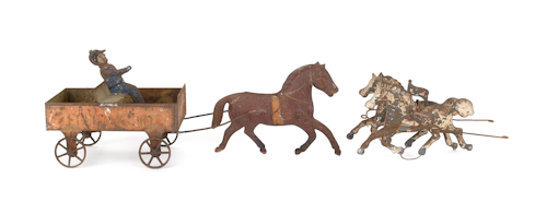 Painted tin horse drawn wagon 19th 176212