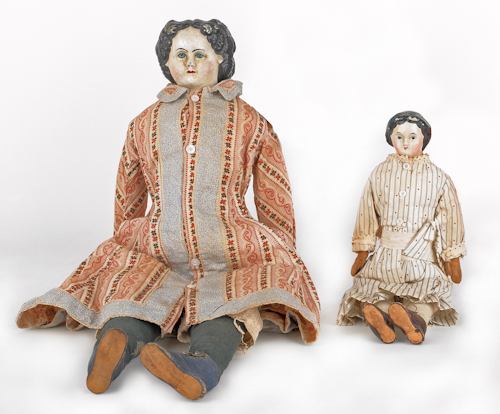 Two Greiner type dolls 19th c.
