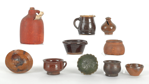 Group of miniature redware and 176238