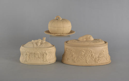 Three caneware porcelain covered 176244