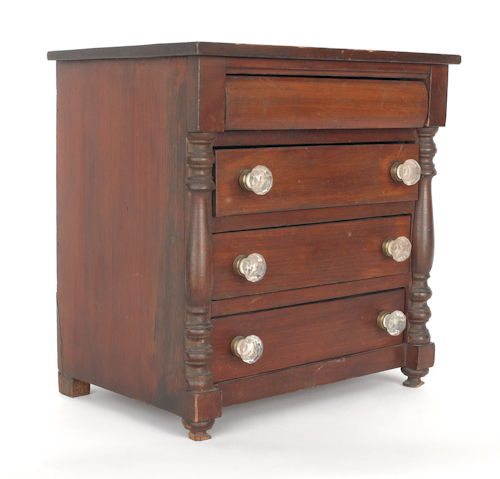 Miniature Empire mahogany chest