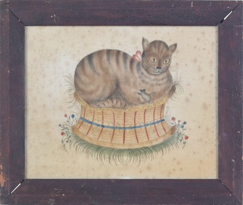 Oil on velvet theorem of a cat 17624f