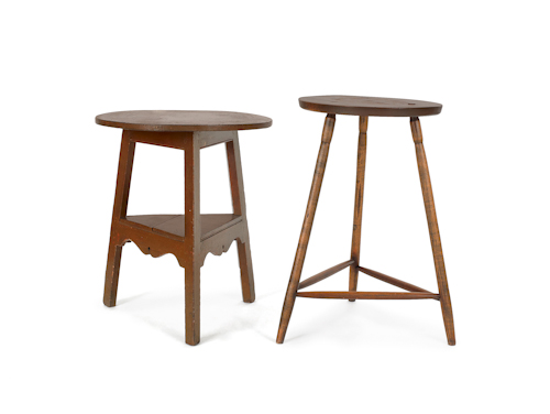 Two stained and painted tall stools
