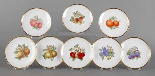 Eight Bavarian German fruit plates early