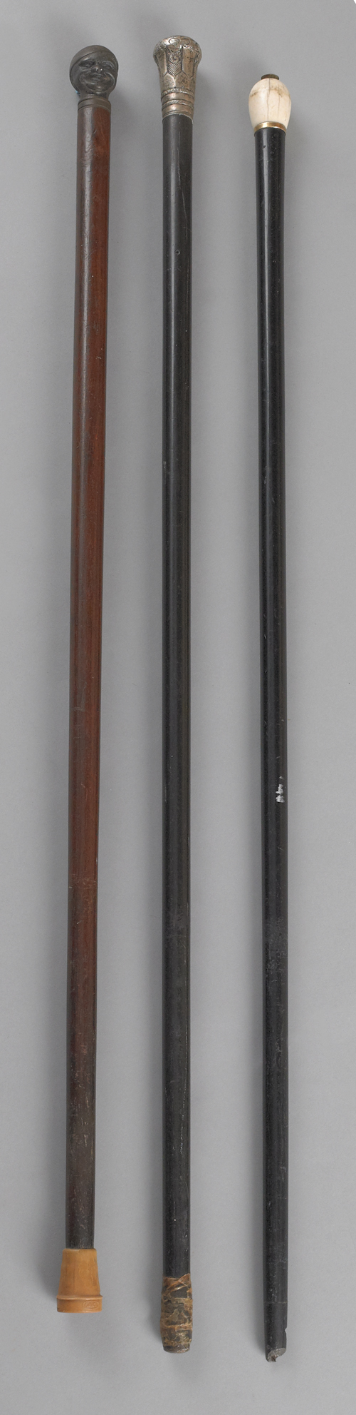 Three walking sticks 19th c. one