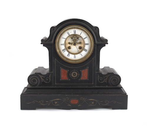 Slate mantle clock late 19th c.