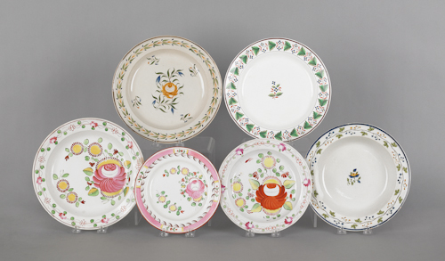 Six English pearlware plates early