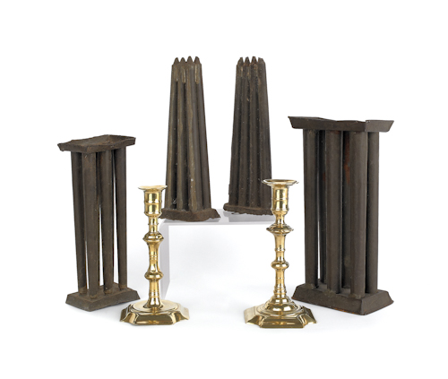 Two brass candlesticks early 19th