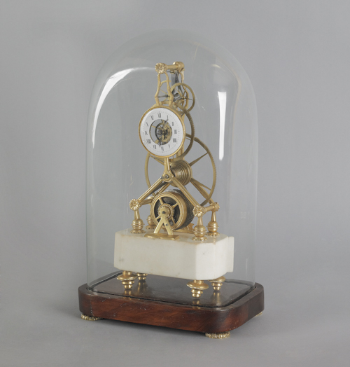 English skeleton clock on a marble
