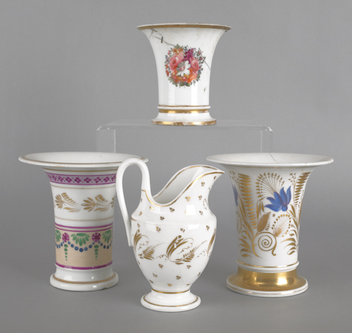 Three painted porcelain urns ca.