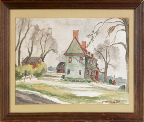 Four landscape paintings of houses