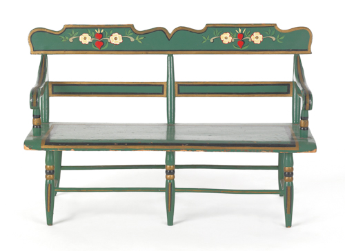 Miniature painted settee bearing 17639b