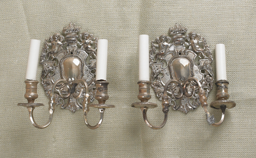 Pair of silver plated sconces 9 1763ae