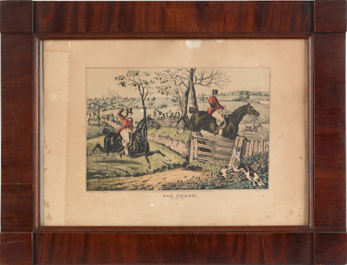 Two N. Currier fox hunt lithographs