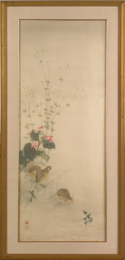 Framed Chinese silk painting of