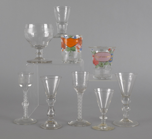 Nine pieces of glassware 19th/20th