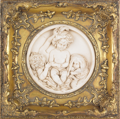 Three framed marble plaques 19th