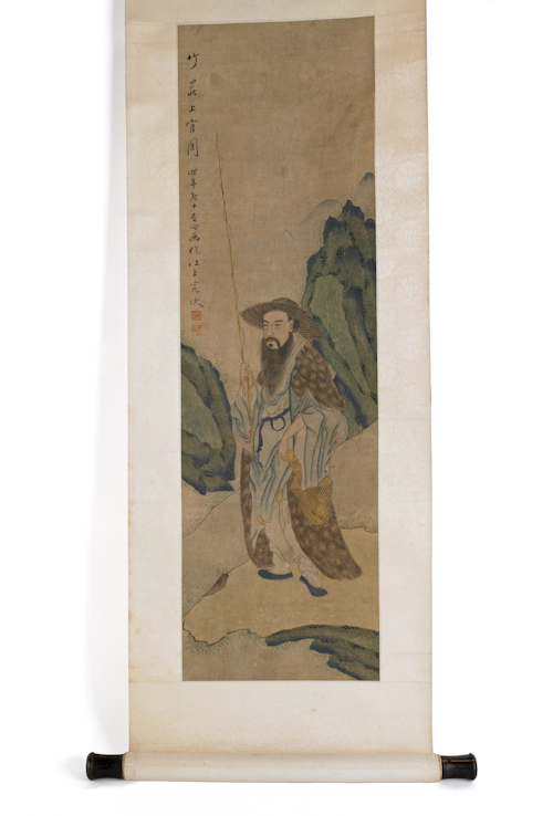 Chinese painted scroll 19th c  1763dc