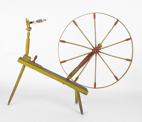 Large painted spinning wheel 19th