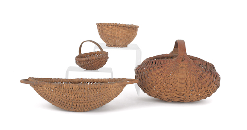 Group of four splint baskets 19th 17642c