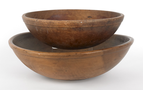 Two turned wooden bowls 19th c. 6 1/2
