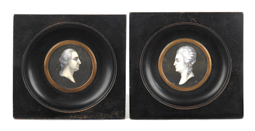 Pair of French miniature portraits of