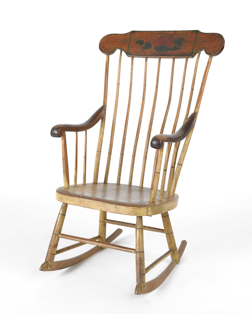 Decorated Windsor rocking chair