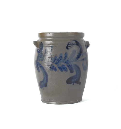 Cobalt decorated stoneware crock 19th