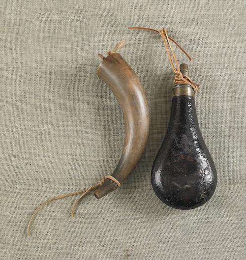Powder horn 19th c together with 1764ea